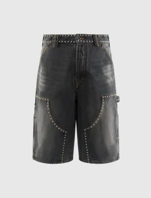 STUDDED DENIM SHORTS