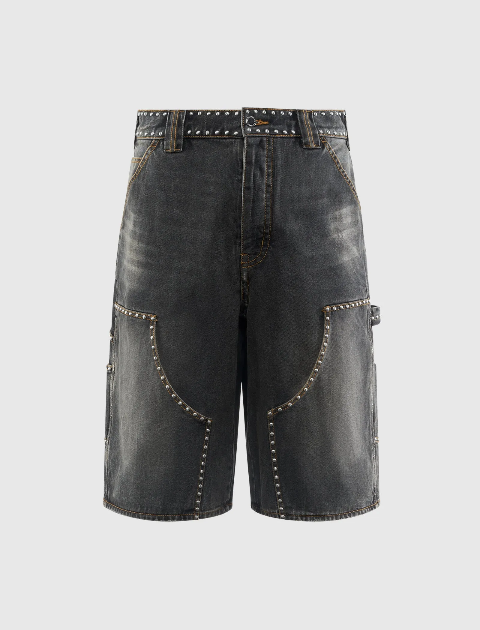 STUDDED DENIM SHORTS