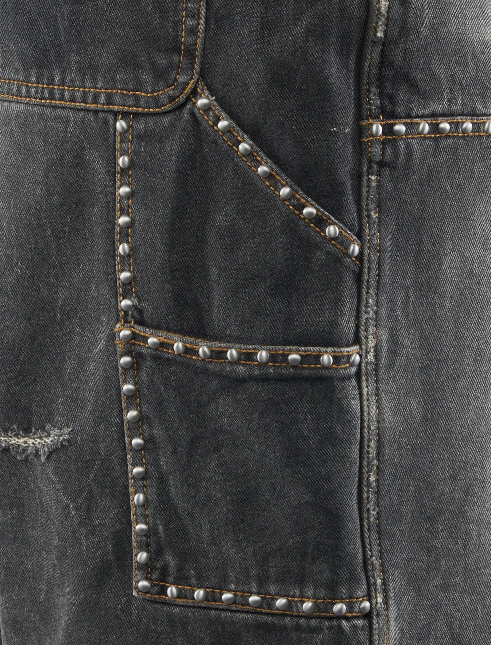STUDDED DENIM SHORTS