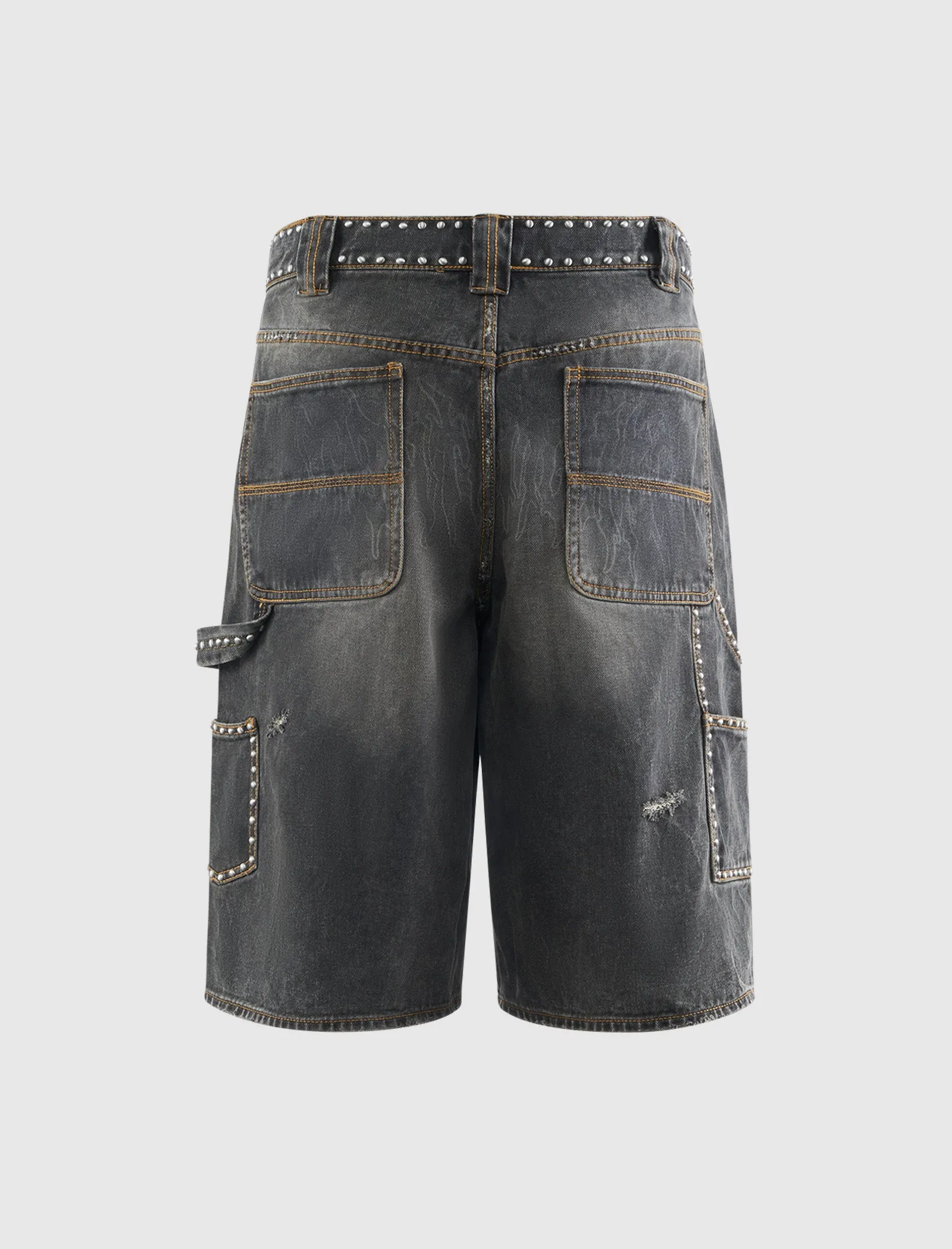 STUDDED DENIM SHORTS