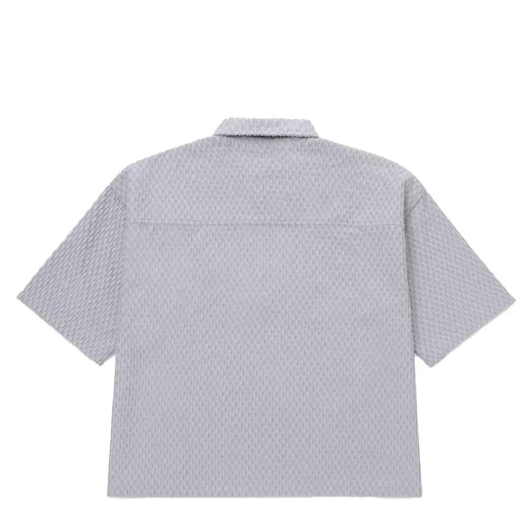 TEXTURED KNIT QUARTER ZIP SHIRT GREY