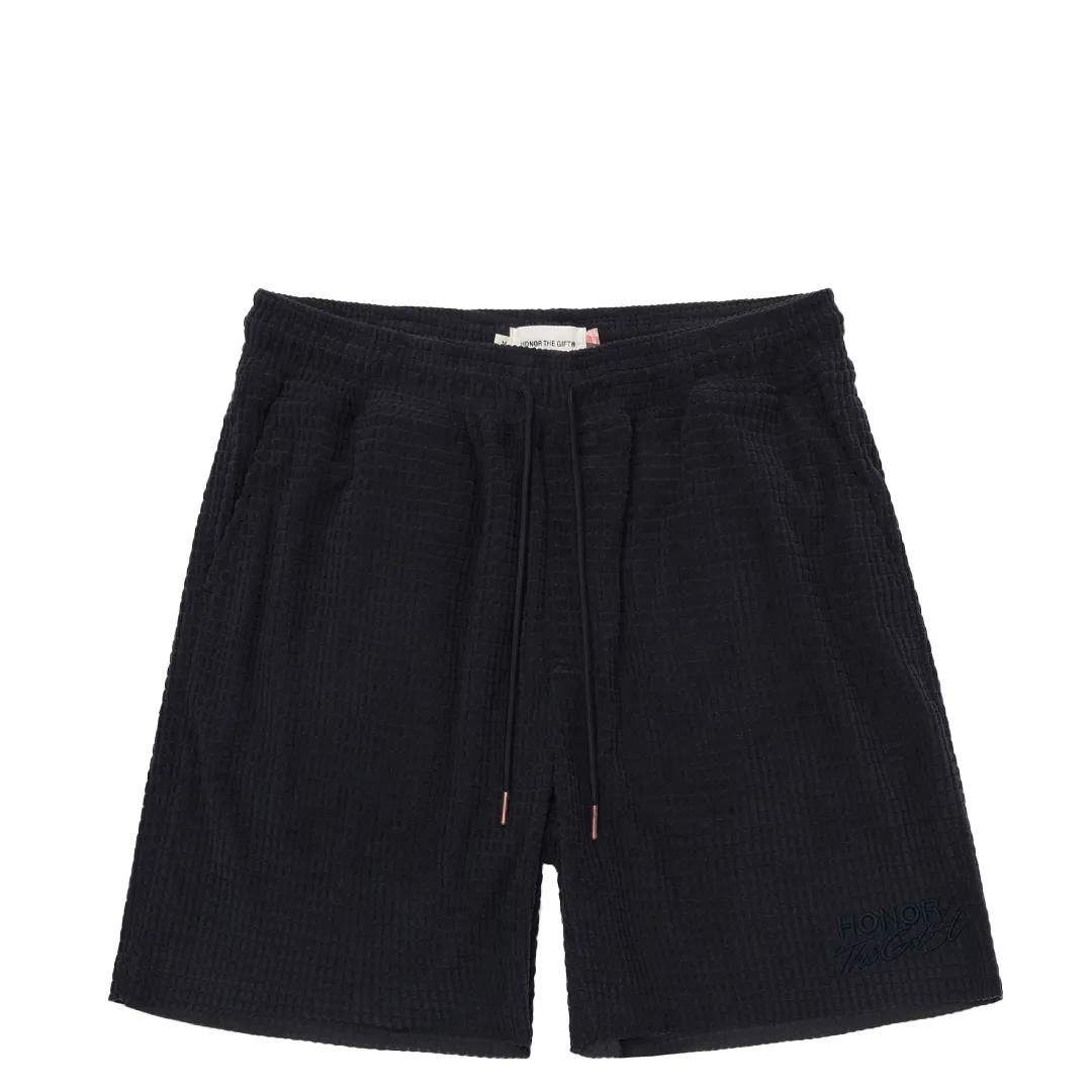 TEXTURED KNIT SHORT BLACK