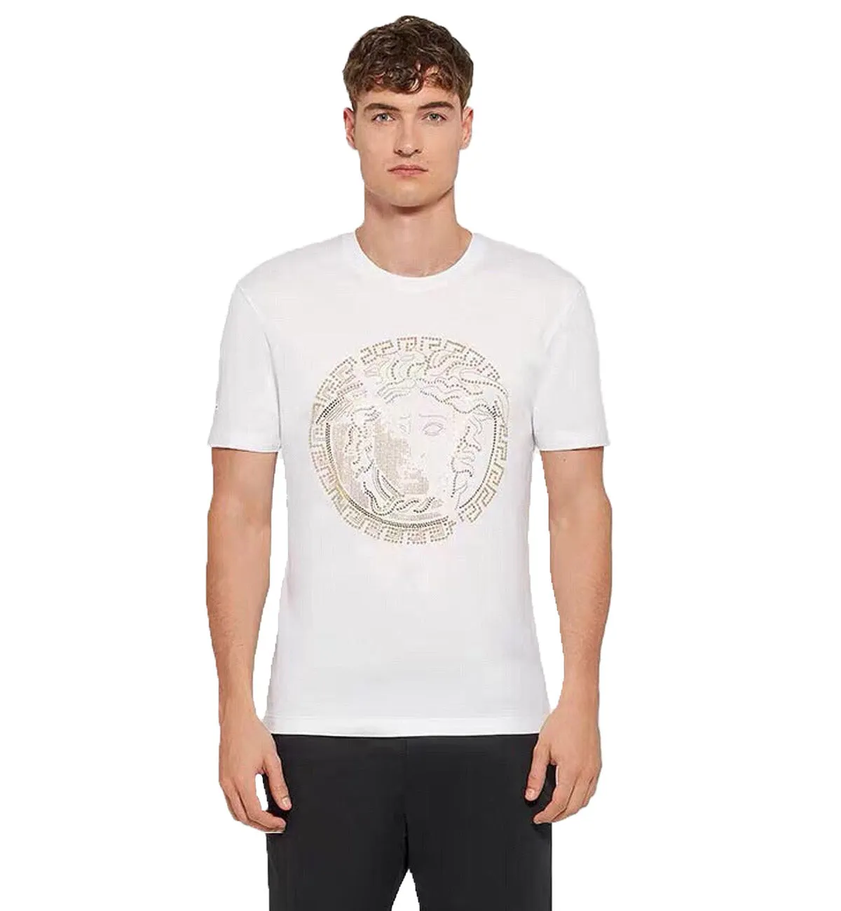 Versace Studded Medusa Logo Tee (White)
