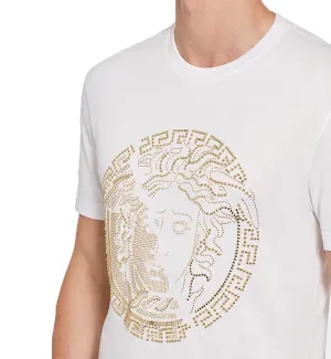 Versace Studded Medusa Logo Tee (White)