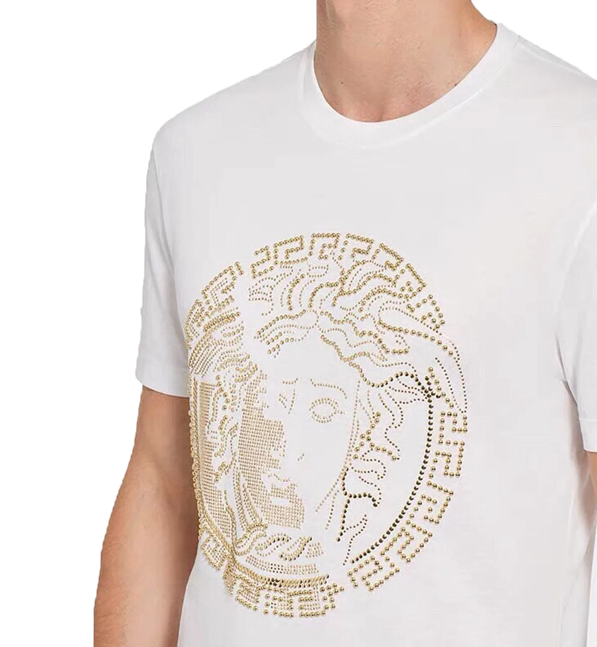 Versace Studded Medusa Logo Tee (White)