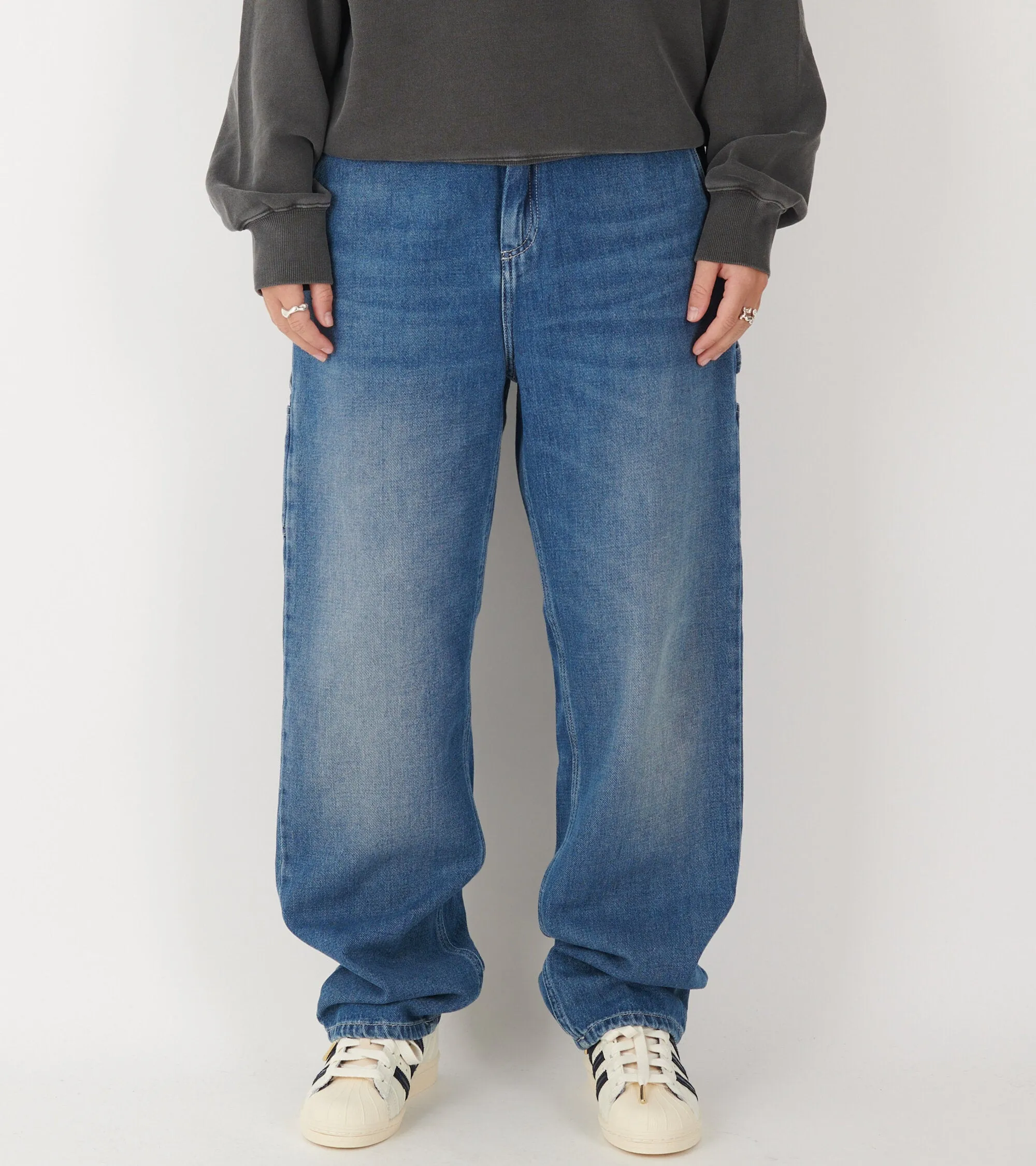 W Pierce Pant Straight Blue Dark Used Wash