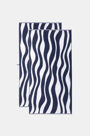 Waves of The Navy Bath Towel - Set of 2