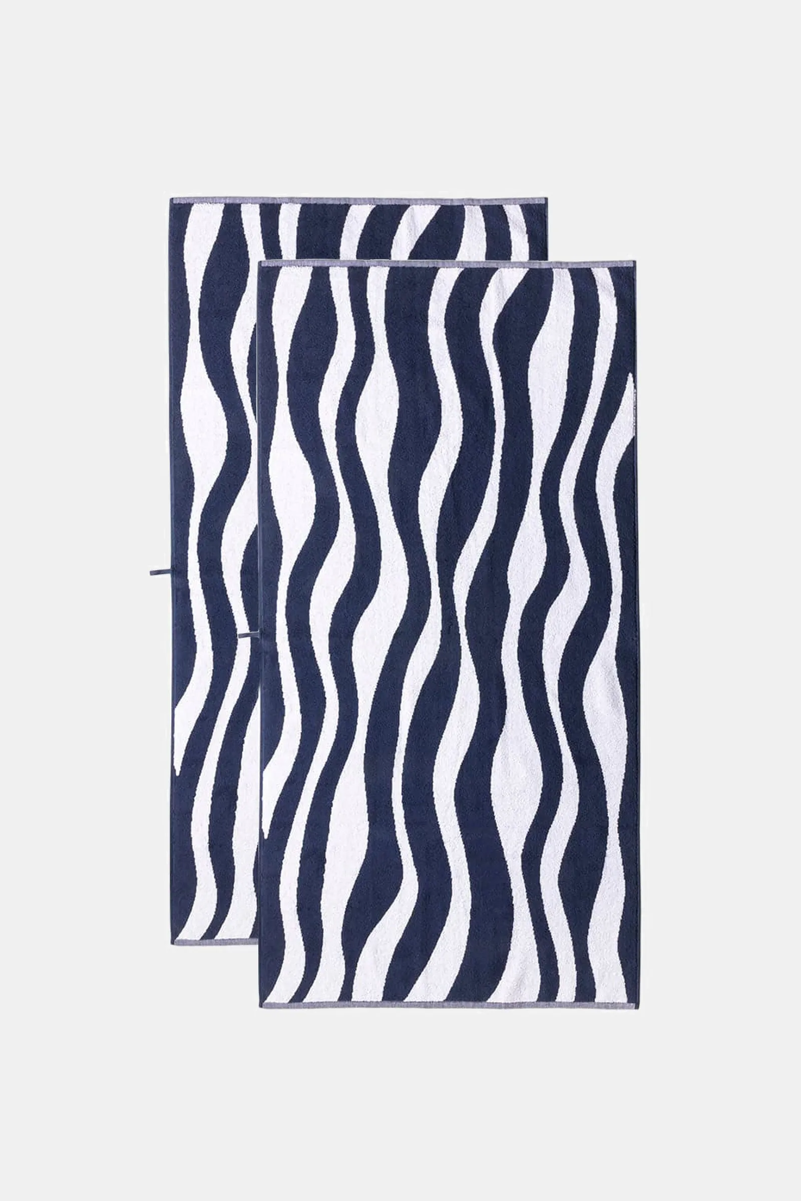 Waves of The Navy Bath Towel - Set of 2