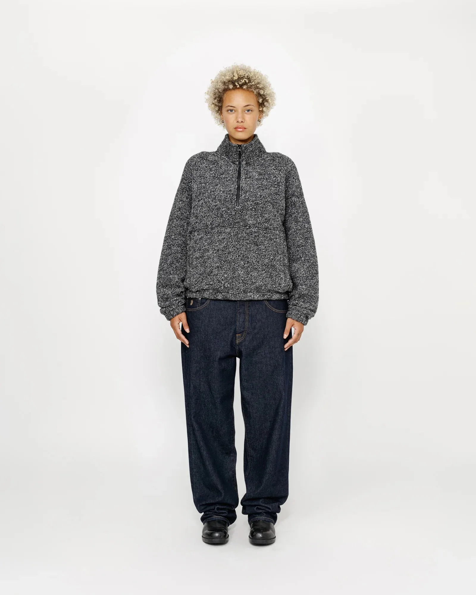 Wool Blend Sherpa Mock Neck
